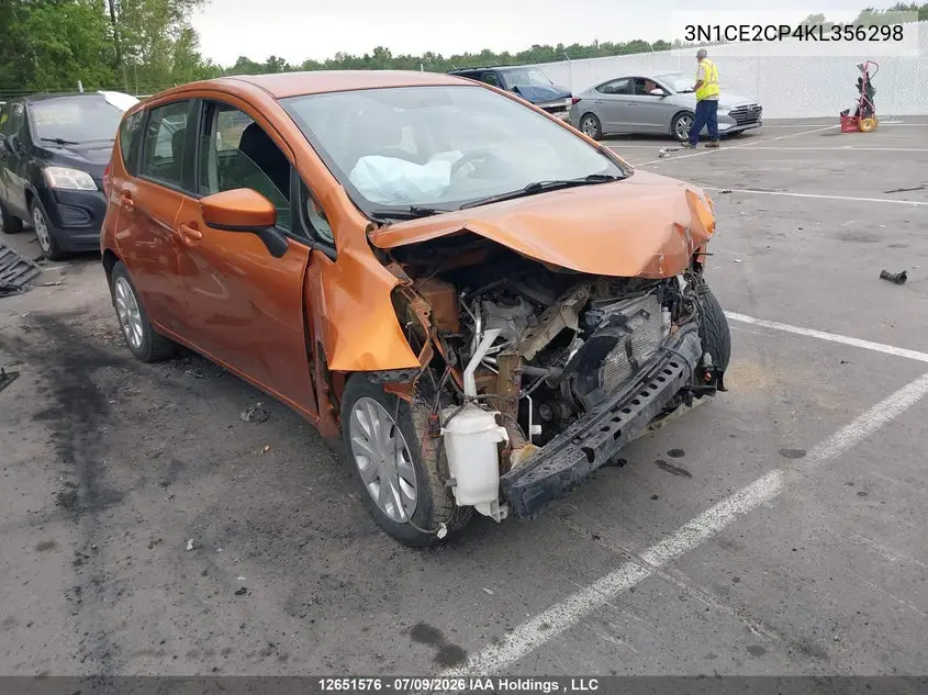2019 Nissan Versa Note S/Sr/Sv VIN: 3N1CE2CP4KL356298 Lot: 12651576