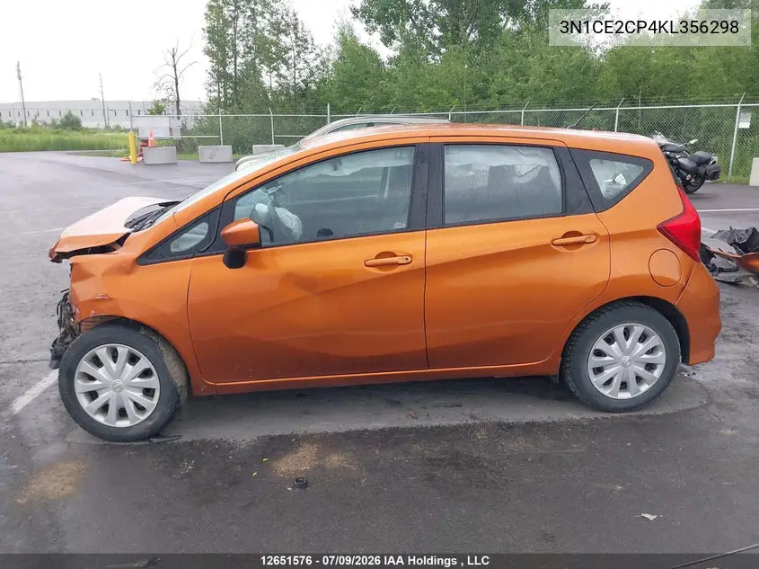 2019 Nissan Versa Note S/Sr/Sv VIN: 3N1CE2CP4KL356298 Lot: 12651576