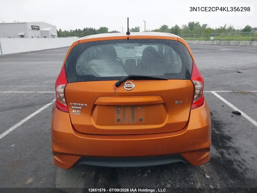 2019 Nissan Versa Note S/Sr/Sv VIN: 3N1CE2CP4KL356298 Lot: 12651576