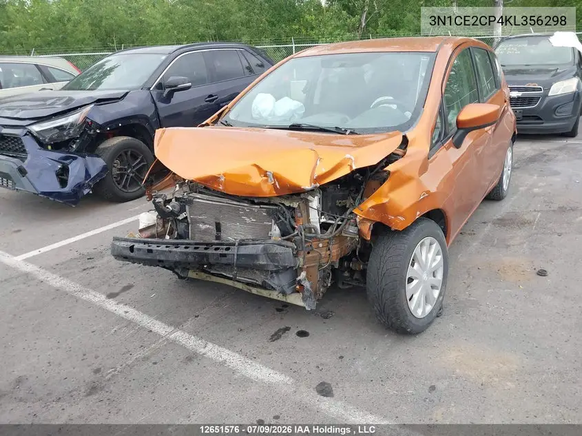 2019 Nissan Versa Note S/Sr/Sv VIN: 3N1CE2CP4KL356298 Lot: 12651576