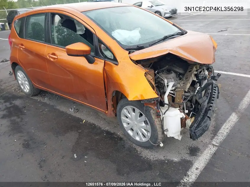 2019 Nissan Versa Note S/Sr/Sv VIN: 3N1CE2CP4KL356298 Lot: 12651576