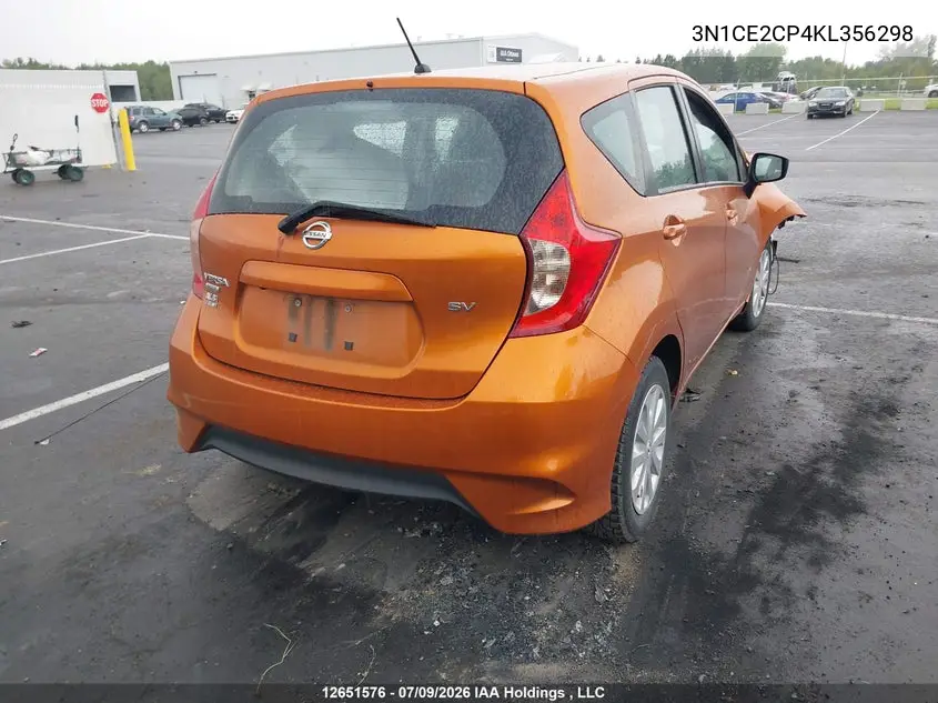 2019 Nissan Versa Note S/Sr/Sv VIN: 3N1CE2CP4KL356298 Lot: 12651576