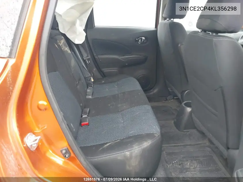2019 Nissan Versa Note S/Sr/Sv VIN: 3N1CE2CP4KL356298 Lot: 12651576