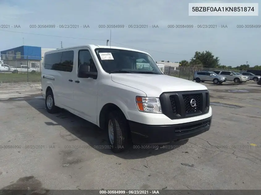 5BZBF0AA1KN851874 2019 Nissan Nv Passenger Nv3500 Hd S V6