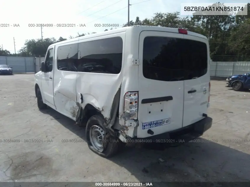 5BZBF0AA1KN851874 2019 Nissan Nv Passenger Nv3500 Hd S V6