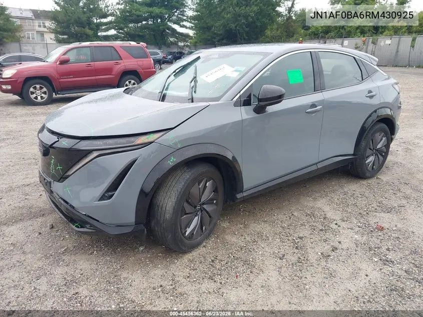 2024 Nissan Ariya Engage VIN: JN1AF0BA6RM430925 Lot: 45456362