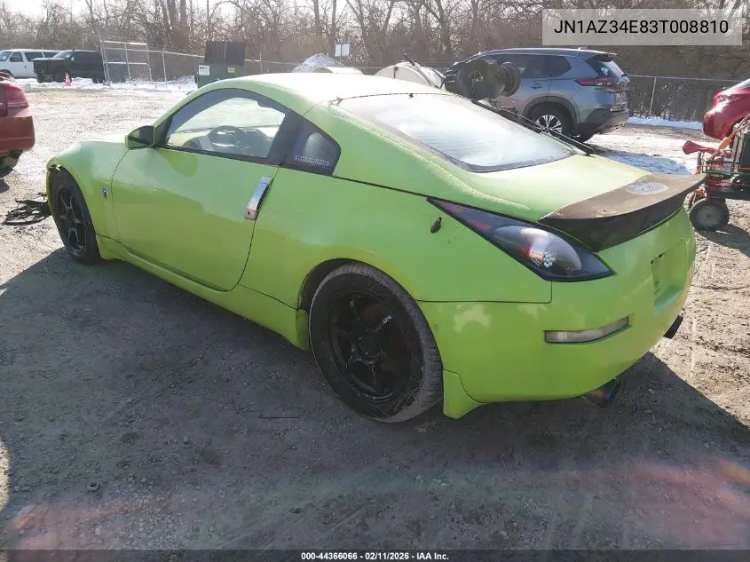 2003 Nissan 350Z Touring VIN: JN1AZ34E83T008810 Lot: 44366066