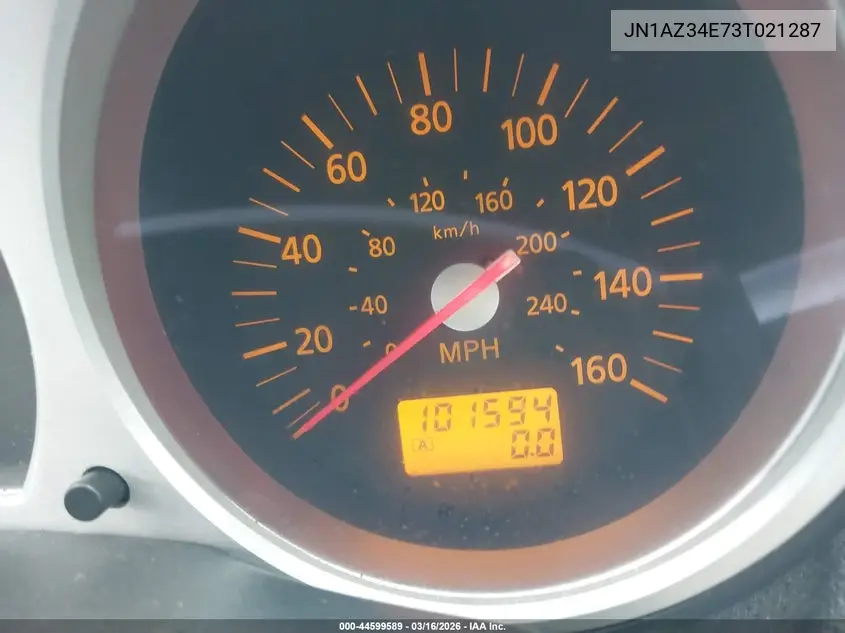 2003 Nissan 350Z Touring VIN: JN1AZ34E73T021287 Lot: 44599589