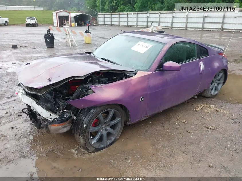 2003 Nissan 350Z Touring VIN: JN1AZ34E93T007116 Lot: 45052310