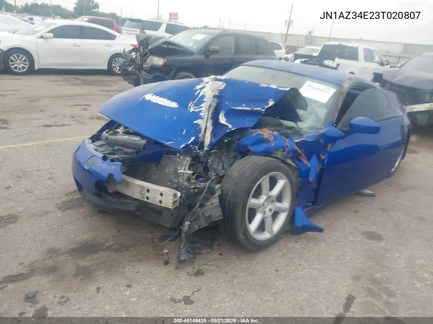 2003 Nissan 350Z VIN: JN1AZ34E23T020807 Lot: 45148435