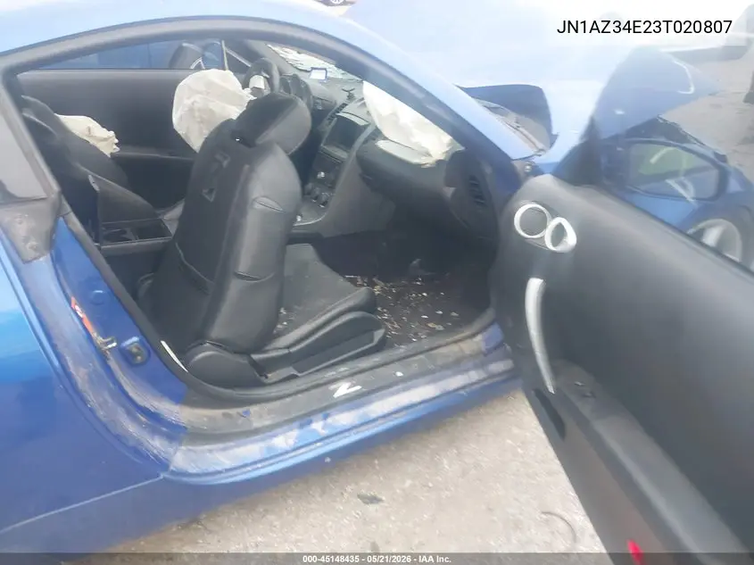 2003 Nissan 350Z VIN: JN1AZ34E23T020807 Lot: 45148435