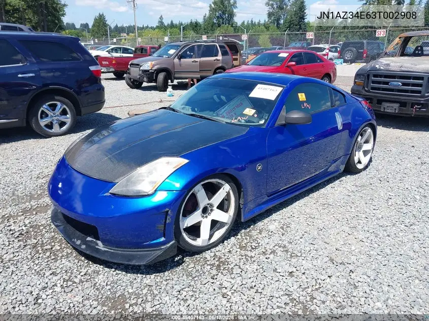 2003 Nissan 350Z Touring VIN: JN1AZ34E63T002908 Lot: 45407163