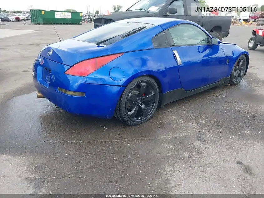 2003 Nissan 350Z Touring VIN: JN1AZ34D73T105116 Lot: 45636615