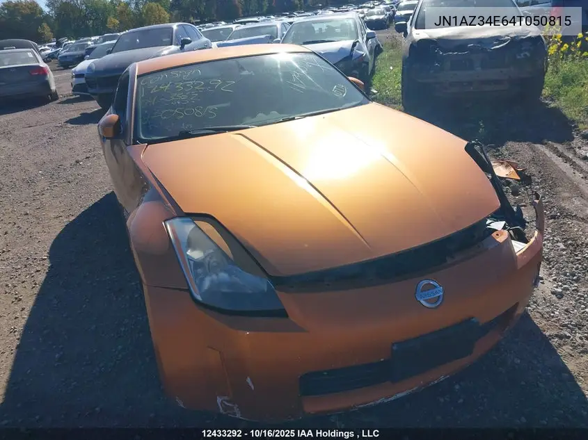 2004 Nissan 350Z Touring VIN: JN1AZ34E64T050815 Lot: 12433292