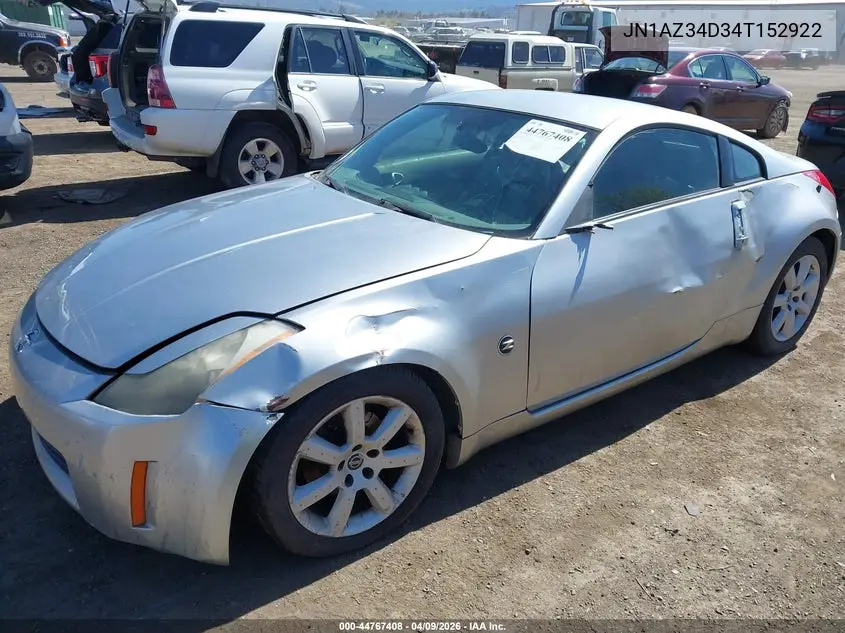 2004 Nissan 350Z Touring VIN: JN1AZ34D34T152922 Lot: 44767408