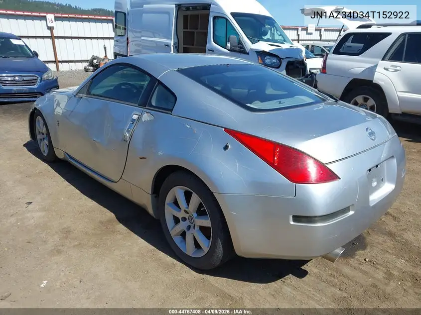 2004 Nissan 350Z Touring VIN: JN1AZ34D34T152922 Lot: 44767408