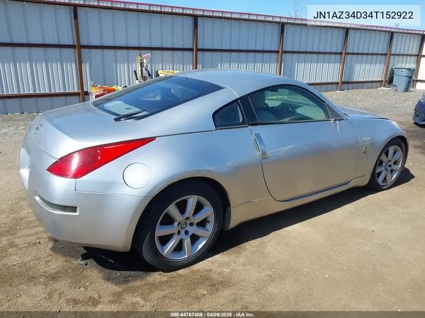 2004 Nissan 350Z Touring VIN: JN1AZ34D34T152922 Lot: 44767408