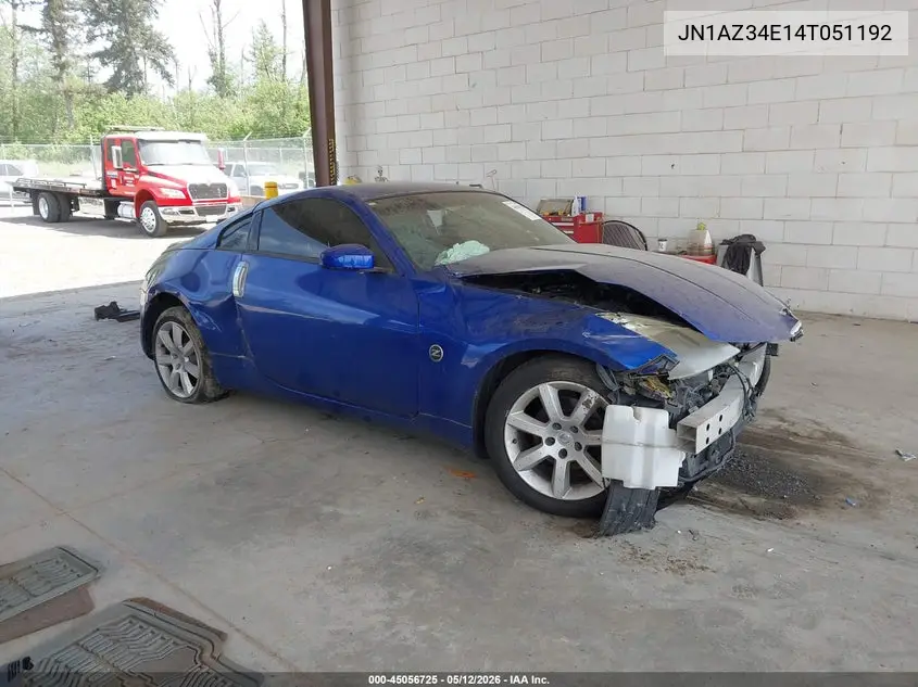 2004 Nissan 350Z Touring VIN: JN1AZ34E14T051192 Lot: 45056725