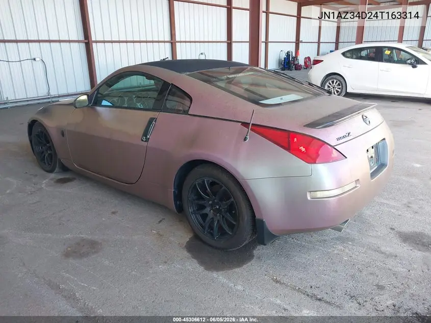2004 Nissan 350Z Touring VIN: JN1AZ34D24T163314 Lot: 45306612