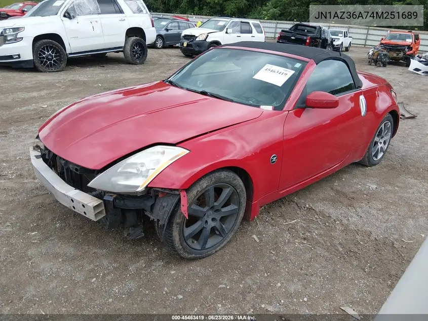 2004 Nissan 350Z Touring VIN: JN1AZ36A74M251689 Lot: 45463419