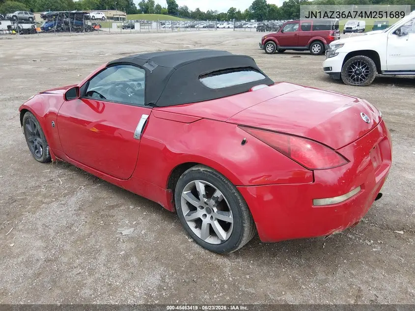 2004 Nissan 350Z Touring VIN: JN1AZ36A74M251689 Lot: 45463419