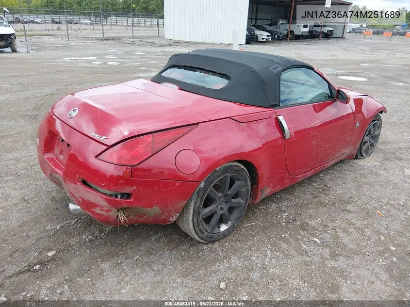 2004 Nissan 350Z Touring VIN: JN1AZ36A74M251689 Lot: 45463419