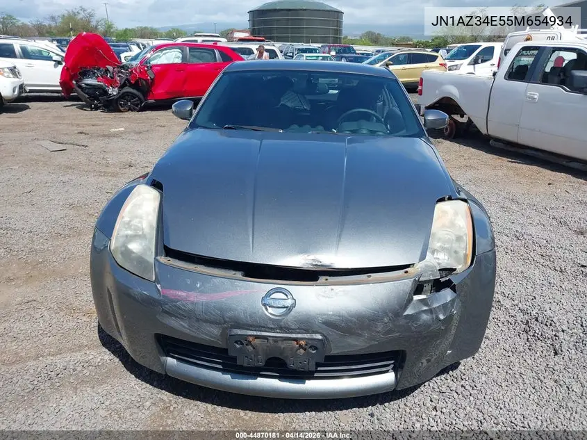 2005 Nissan 350Z Touring VIN: JN1AZ34E55M654934 Lot: 44870181