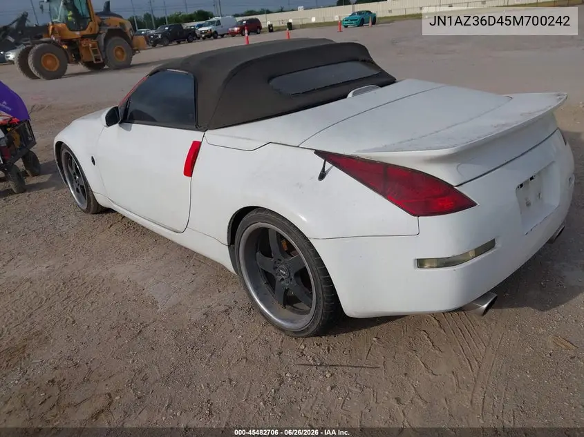 2005 Nissan 350Z Enthusiast VIN: JN1AZ36D45M700242 Lot: 45482706