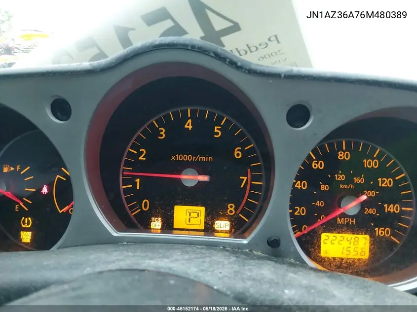 2006 Nissan 350Z Touring VIN: JN1AZ36A76M480389 Lot: 45152174
