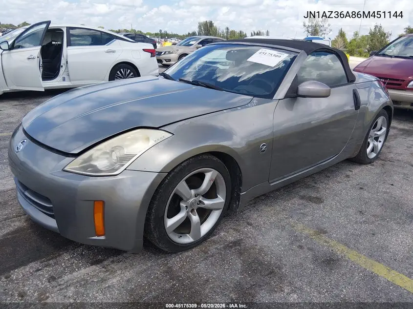 2006 Nissan 350Z Touring VIN: JN1AZ36A86M451144 Lot: 45175309