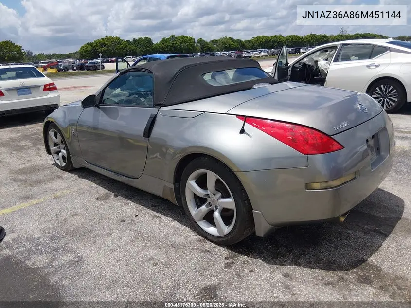 2006 Nissan 350Z Touring VIN: JN1AZ36A86M451144 Lot: 45175309