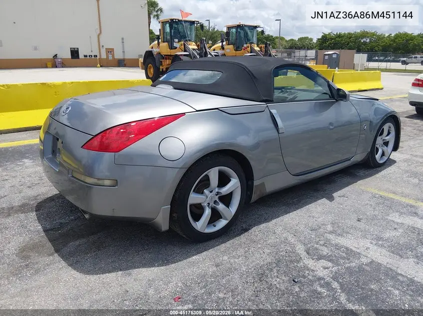 2006 Nissan 350Z Touring VIN: JN1AZ36A86M451144 Lot: 45175309