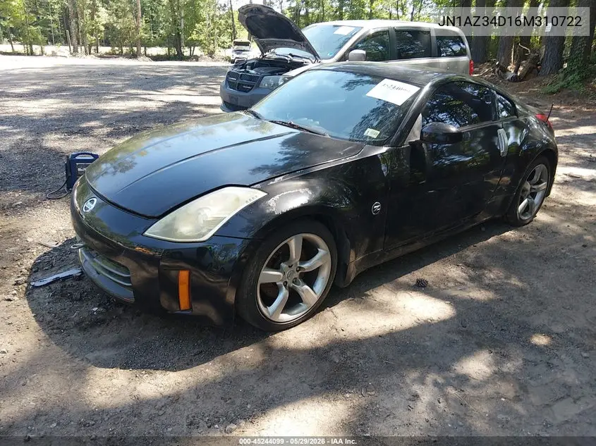 2006 Nissan 350Z Enthusiast VIN: JN1AZ34D16M310722 Lot: 45244099