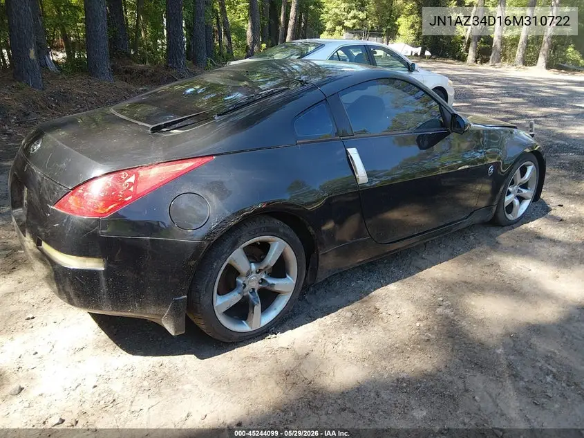 2006 Nissan 350Z Enthusiast VIN: JN1AZ34D16M310722 Lot: 45244099