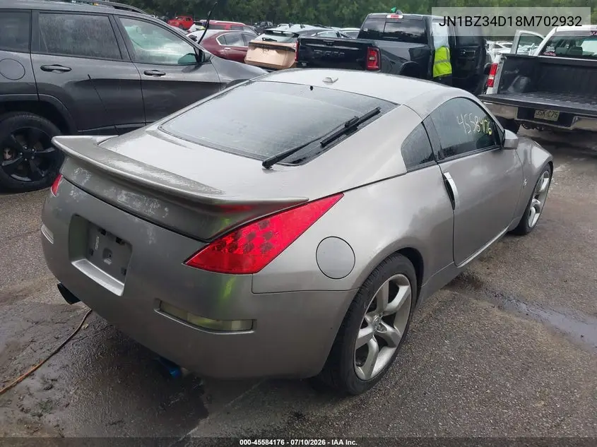 2008 Nissan 350Z Touring VIN: JN1BZ34D18M702932 Lot: 45584176