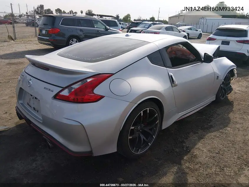 2016 Nissan 370Z VIN: JN1AZ4EH6GM933424 Lot: 44706673