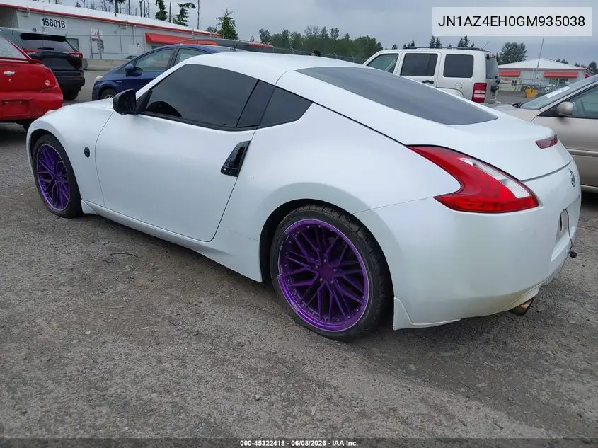 2016 Nissan 370Z VIN: JN1AZ4EH0GM935038 Lot: 45322418