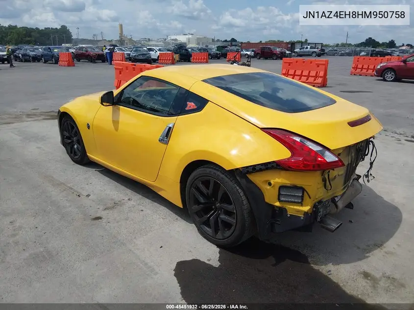 2017 Nissan 370Z Nismo/Nismo Tech/Sport/Sport Tech/Touring VIN: JN1AZ4EH8HM950758 Lot: 45451932