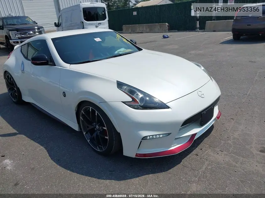 2017 Nissan 370Z Nismo VIN: JN1AZ4EH3HM953356 Lot: 45646559