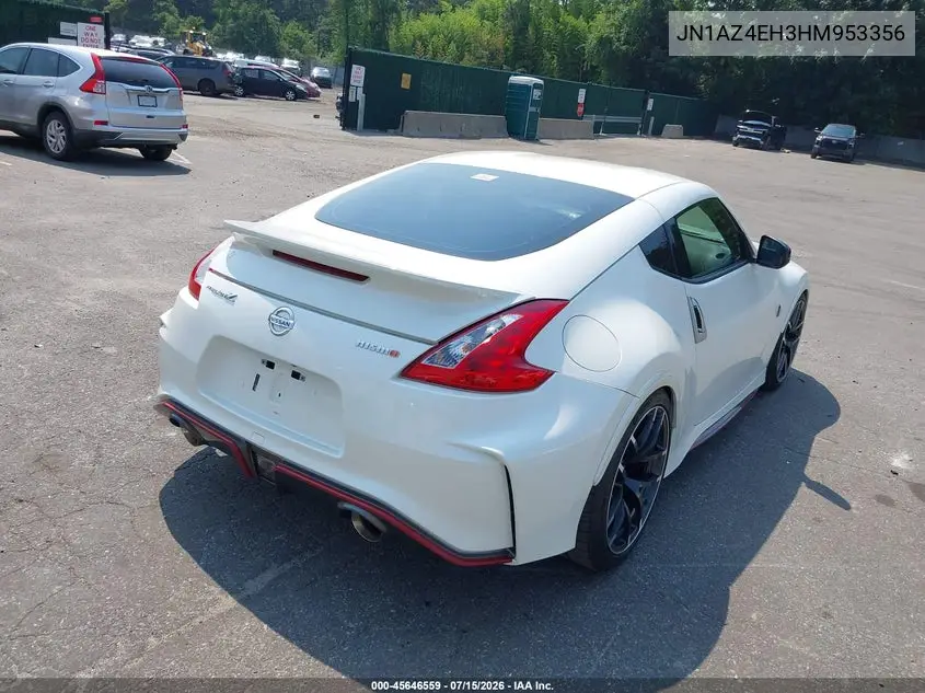 2017 Nissan 370Z Nismo VIN: JN1AZ4EH3HM953356 Lot: 45646559