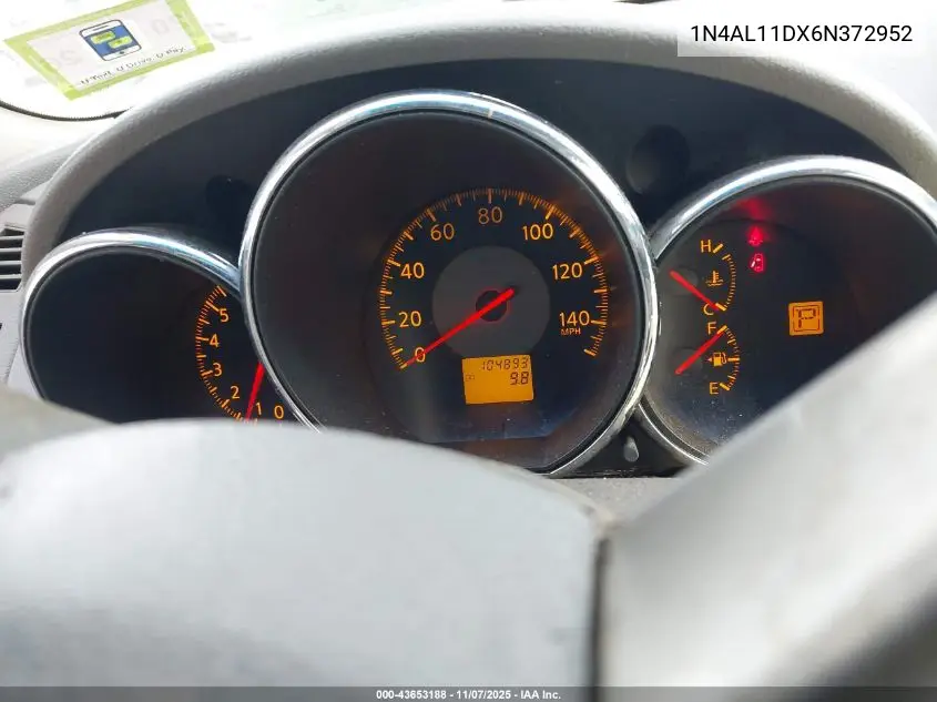 1N4AL11DX6N372952 2006 Nissan Altima 2.5 S