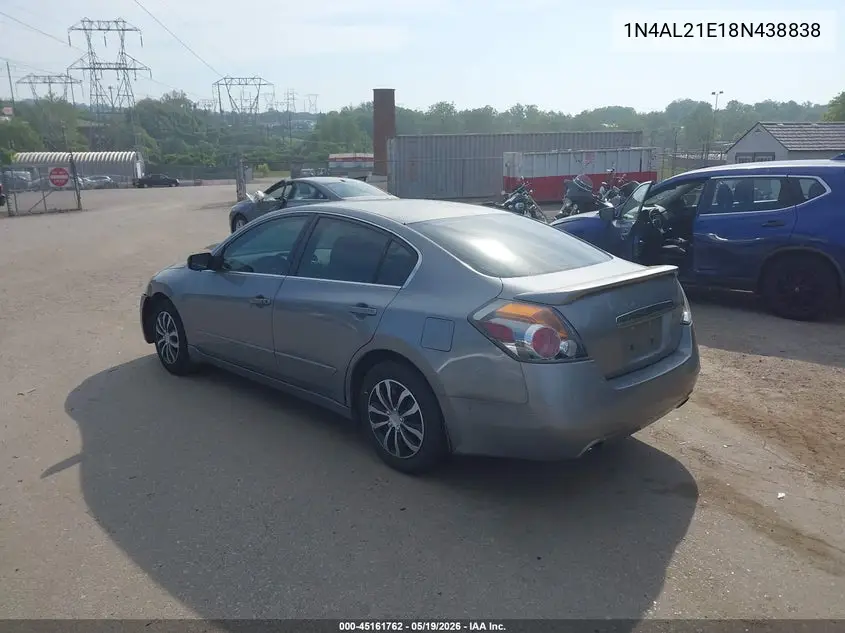 2008 Nissan Altima 2.5 S VIN: 1N4AL21E18N438838 Lot: 45161762