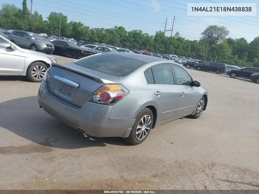 2008 Nissan Altima 2.5 S VIN: 1N4AL21E18N438838 Lot: 45161762
