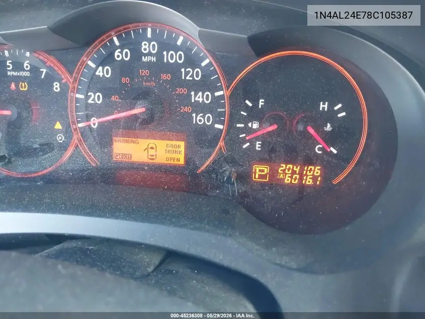 2008 Nissan Altima 2.5 S VIN: 1N4AL24E78C105387 Lot: 45236308