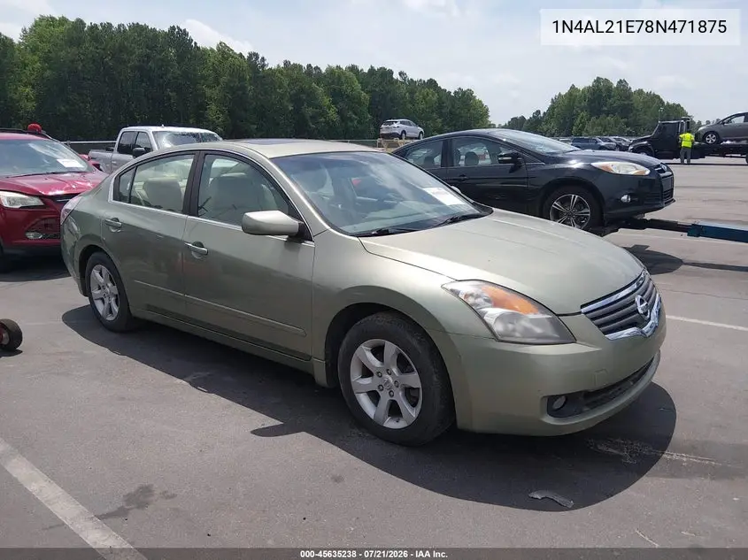 2008 Nissan Altima 2.5 Sl VIN: 1N4AL21E78N471875 Lot: 45635238