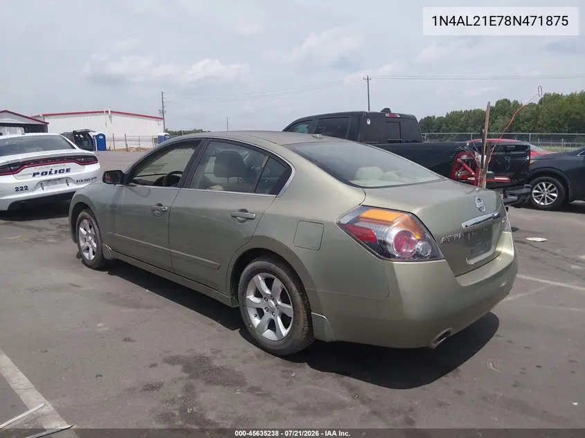 2008 Nissan Altima 2.5 Sl VIN: 1N4AL21E78N471875 Lot: 45635238