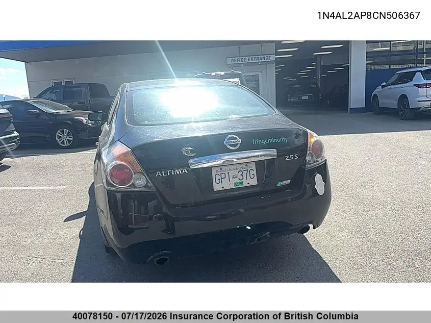 2012 Nissan Altima S VIN: 1N4AL2AP8CN506367 Lot: 40078150