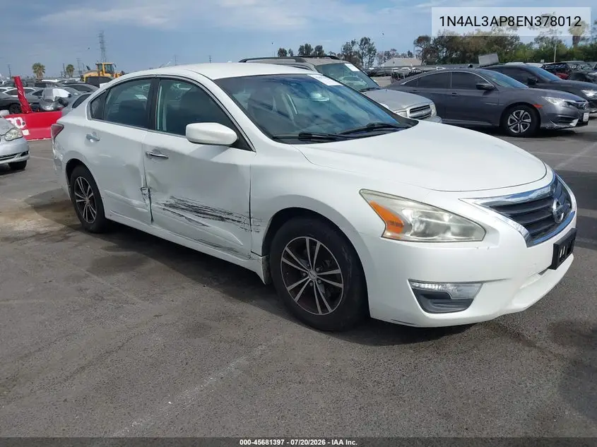 2014 Nissan Altima 2.5 S VIN: 1N4AL3AP8EN378012 Lot: 45681397