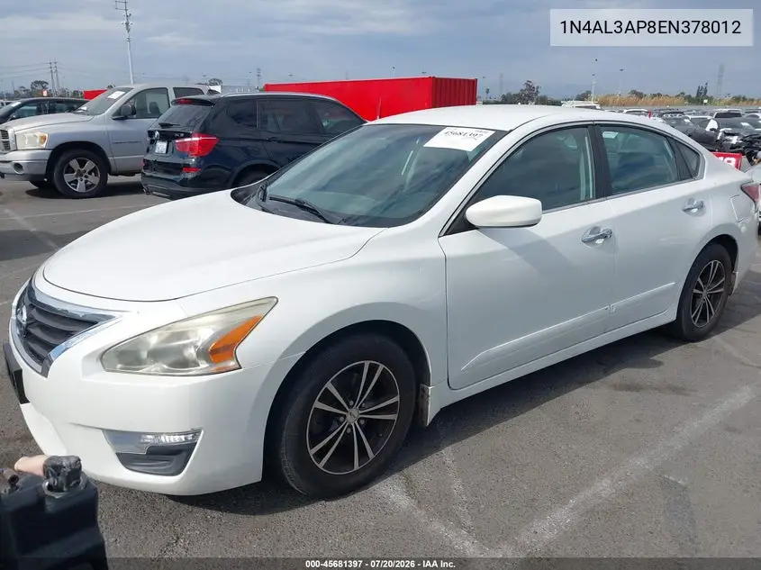 2014 Nissan Altima 2.5 S VIN: 1N4AL3AP8EN378012 Lot: 45681397