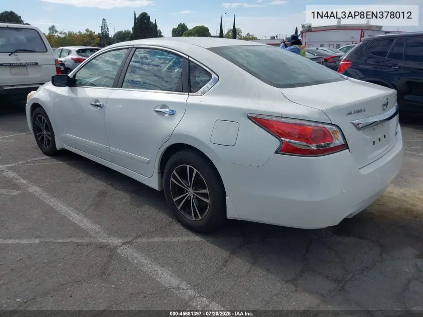 2014 Nissan Altima 2.5 S VIN: 1N4AL3AP8EN378012 Lot: 45681397